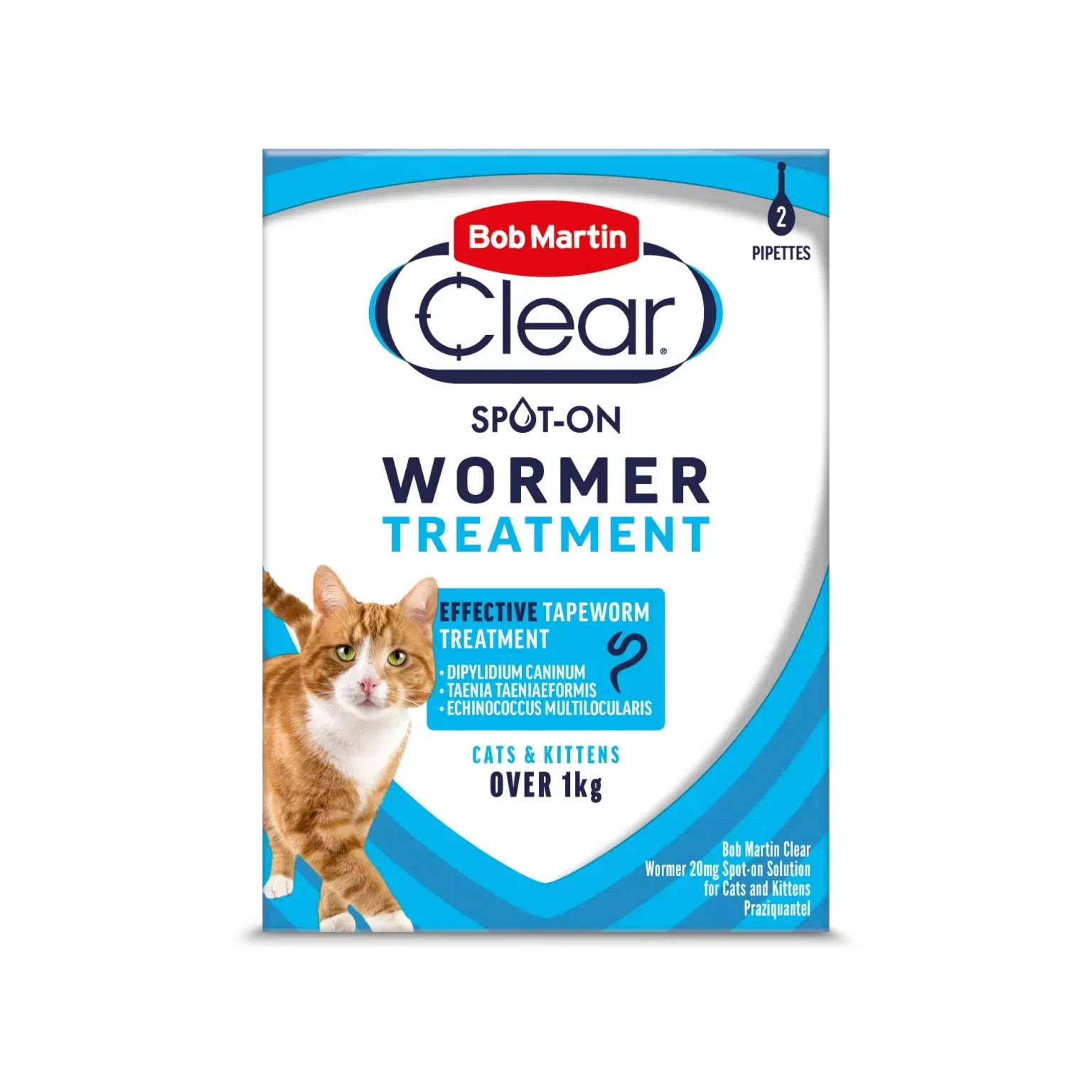 Bob Martin Clear Wormer Spot On for Cats (1 pipette)-Pettitt and Boo