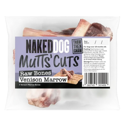 Naked Dog Mutts’ Cuts - Raw Venison Marrow Bones - 3 pieces-Pettitt and Boo