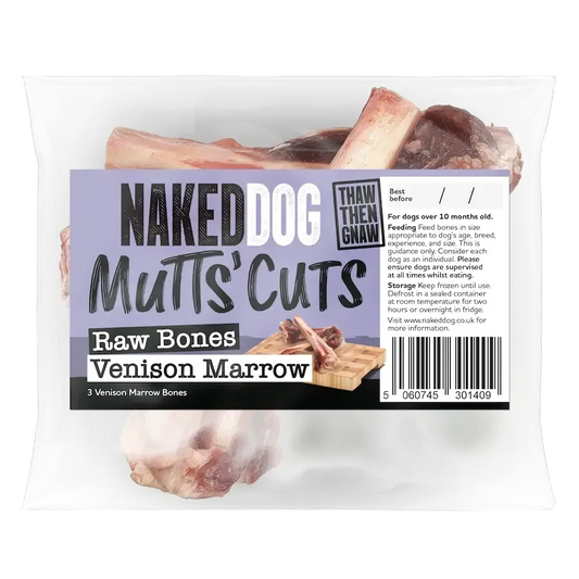 Naked Dog Mutts’ Cuts - Raw Venison Marrow Bones - 3 pieces-Pettitt and Boo