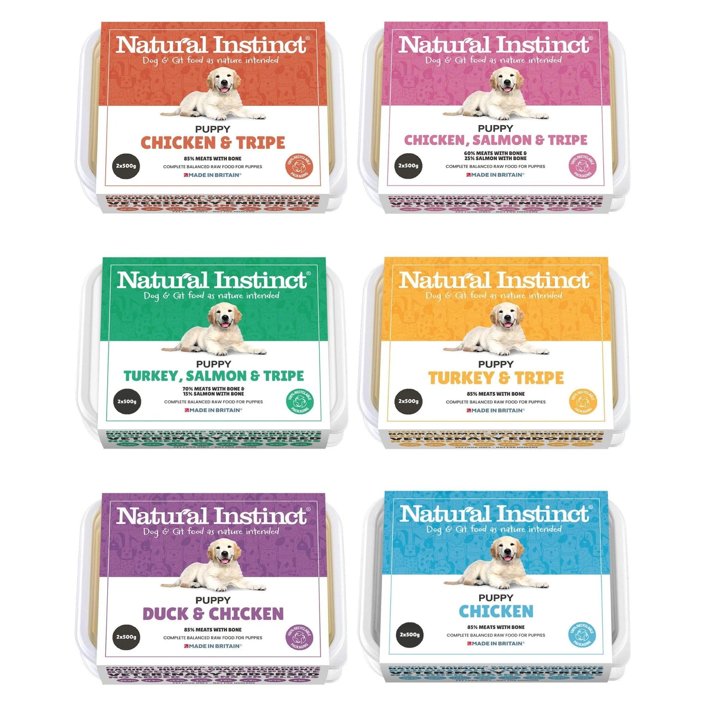 Natural Instinct Puppy Range - 2x500g Asst Flavours-Pettitt and Boo