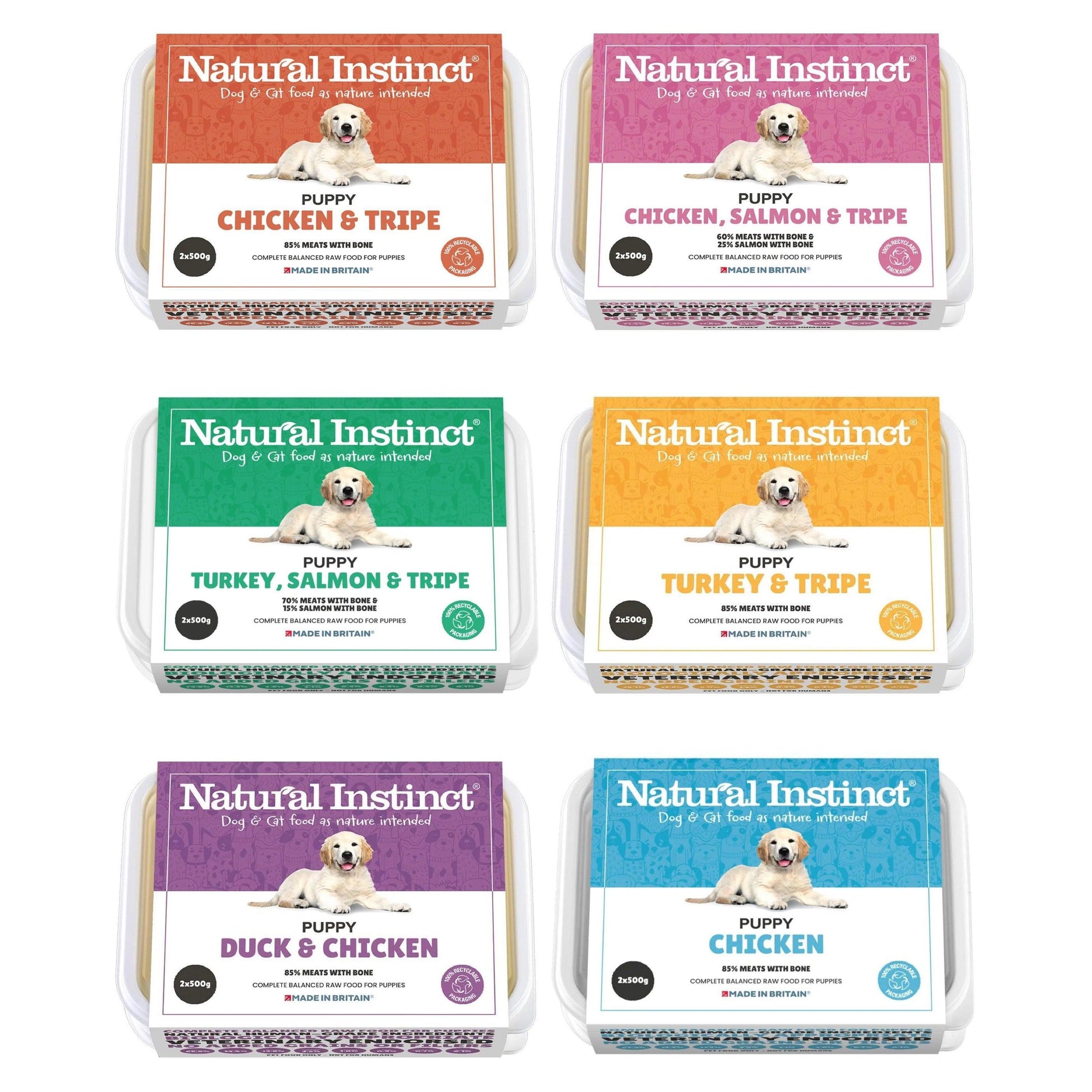 Natural Instinct Puppy Range - 2x500g Asst Flavours-Pettitt and Boo