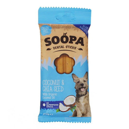 Soopa Dental Sticks Coconut and Chia Seed (100g)-Pettitt and Boo