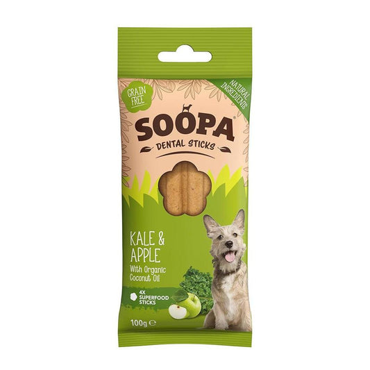 Soopa Dental Sticks Kale and Apple (100g)-Pettitt and Boo