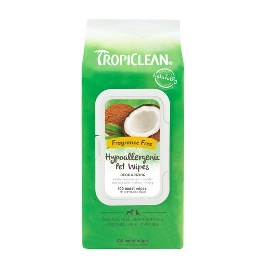 TropiClean Hypoallergenic Pet Wipes Fragrance Free 100pk-Pettitt and Boo