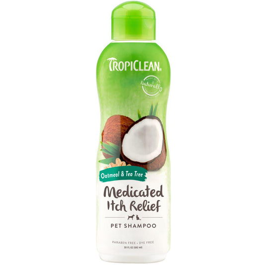 TropiClean Oatmeal & Tea Tree Medicated Itch Relief Pet Shampoo-Pettitt and Boo